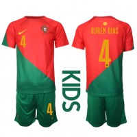 Portugali Ruben Dias #4 Koti Peliasu Lasten MM-kisat 2022 Lyhythihainen (+ Lyhyet housut)